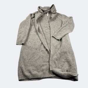 Babaton The Group Wool Blend Hooded Cardigan Gray Long Soft Sweater MEDIUM FUZZ